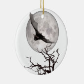 飛んでいるこうもり、満月、ゴシック伝統的、吸血鬼 セラミックオーナメント (右)