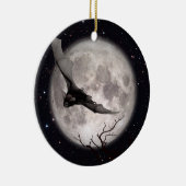 飛んでいるこうもり、満月、ゴシック伝統的、吸血鬼 セラミックオーナメント (右)