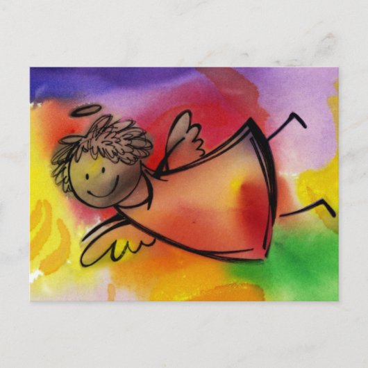 飛んでいるで多彩な天使 ポストカード (正面)