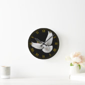 飛んでいるで白い平和鳩の柱時計 ラウンド壁時計 (ホーム)