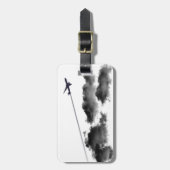 飛んでいるで遠くになまたはジェット機の飛行機かパーソナライズなパイロット ラゲッジタグ (正面縦)