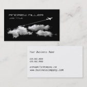 飛んでいるで遠くになまたはジェット機の飛行機またはパイロットの旅行代理店 名刺 (正面/裏面)