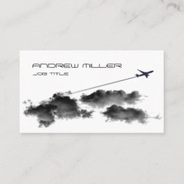 飛んでいるで遠くになまたはジェット機の飛行機またはパイロットの旅行代理店 名刺