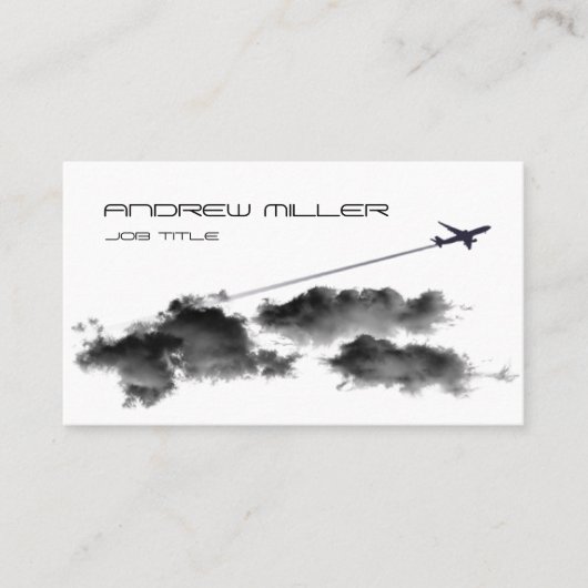 飛んでいるで遠くになまたはジェット機の飛行機またはパイロットの旅行代理店 名刺 (正面)