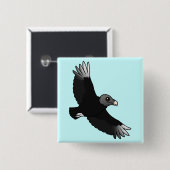 飛んでいるで黒いハゲタカ 缶バッジ (正面&裏面)