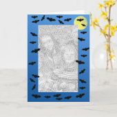 飛んでいるなこうもりの写真の挨拶状 カード (黄色い花)