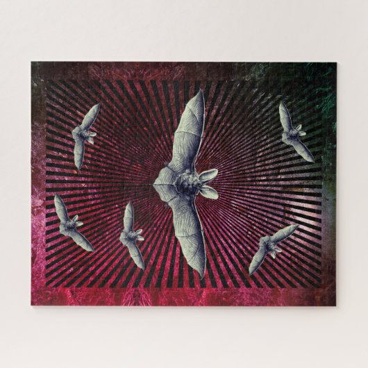 飛んでいるなこうもり、マゼンタの日が差すこと、目の錯覚 ジグソーパズル (横)