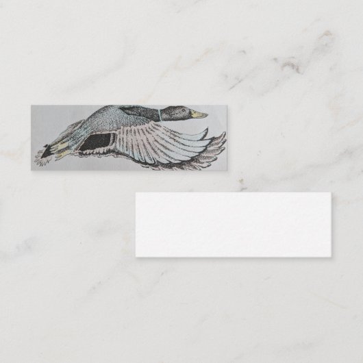 飛んでいるなアヒルの名刺、マガモのアヒルカード スキニー名刺 (正面/裏面)