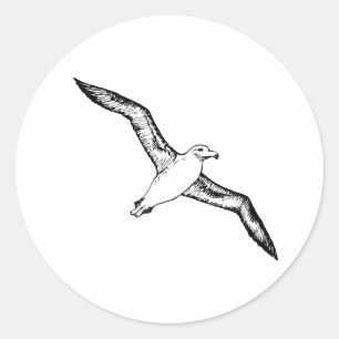 飛んでいるなアホウドリのイラストレーション ラウンドシール