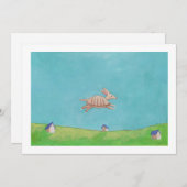 飛んでいるなアルマジロの元の絵画のおもしろいの芸術のカスタム 招待状 (正面/裏面)
