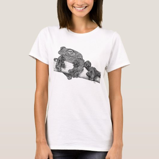 飛んでいるなカエルの女性のTシャツ Tシャツ (正面)