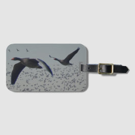 飛んでいるなガチョウの荷物のラベル ラゲッジタグ