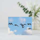 飛んでいるなガチョウの郵便はがき ポストカード (スタンド正面)