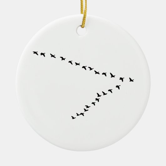 飛んでいるなガチョウ"V"の形成 メタルオーナメント (正面)
