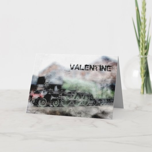 飛んでいるなスコットランド人のヴィンテージの蒸気の列車のバレンタインカード シーズンカード (正面)