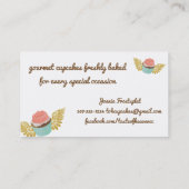 飛んでいるなピンクのカップケーキの天使によっては鳥のパン屋のベーキングが飛びます 名刺 (裏面)