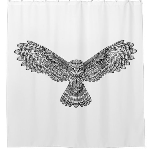 飛んでいるなフクロウZendoodle シャワーカーテン (正面)
