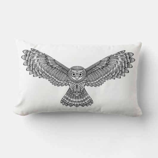 飛んでいるなフクロウZendoodle ランバークッション (正面)