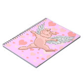 飛んでいるなブタおよびピンクのハートのメモ帳 ノートブック (左側)