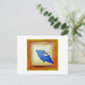 飛んでいるなブタのかわいいおもしろいのモダンな民芸のオリジナル ポストカード (スタンド正面)