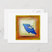 飛んでいるなブタのかわいいおもしろいのモダンな民芸のオリジナル ポストカード (正面/裏面)