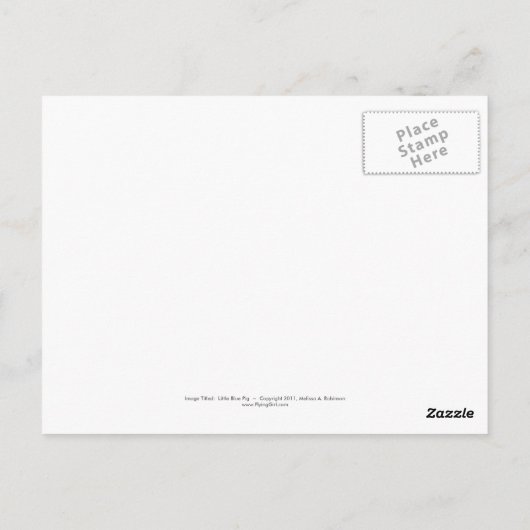 飛んでいるなブタのかわいいおもしろいのモダンな民芸のオリジナル ポストカード (裏面)
