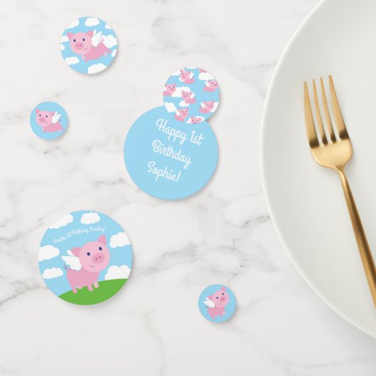 飛んでいるなブタのかわいい第1誕生会のテーブルの装飾 コンフェッティ (グループ)