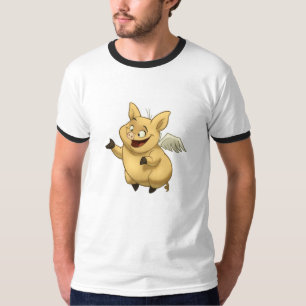 飛んでいるなブタのワイシャツ Tシャツ
