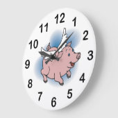 飛んでいるなブタの時計-翼を持つかわいいピンクのブタ! ラージ壁時計 (傾斜)