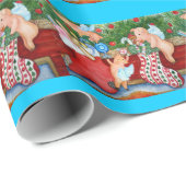 飛んでいるなブタの物のストッキング ラッピングペーパー (ロールコーナー)
