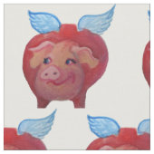 飛んでいるなブタの生地 ファブリック (クローズアップ)