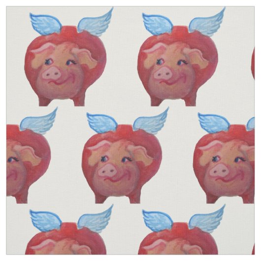 飛んでいるなブタの生地 ファブリック (見本)