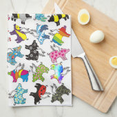 飛んでいるなブタの皿タオル キッチンタオル (四つ折り)