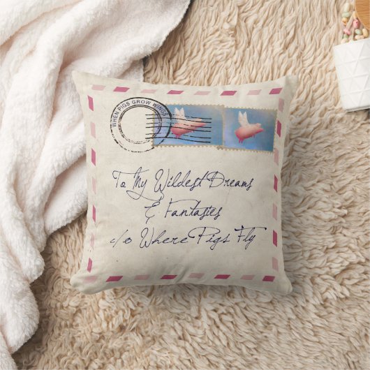 飛んでいるなブタの航空郵便の枕 クッション (ブランケット)