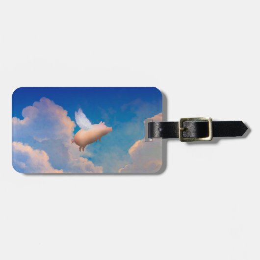飛んでいるなブタの荷物のラベル ラゲッジタグ (正面横)