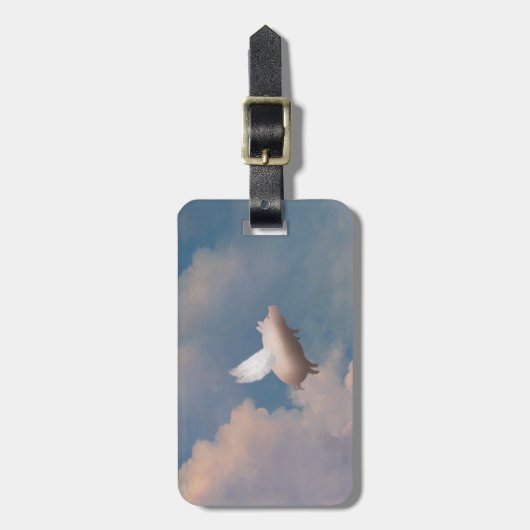 飛んでいるなブタの荷物のラベル ラゲッジタグ (正面縦)