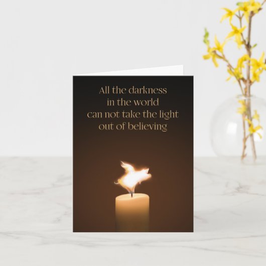 飛んでいるなブタの蝋燭炎のメッセージカード カード (黄色い花)