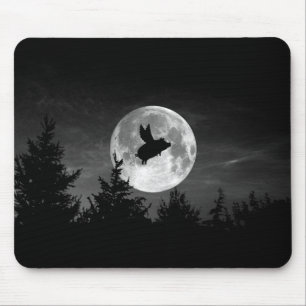 飛んでいるなブタのmousepadの夜 マウスパッド