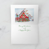 飛んでいるなブタはクリスマスのために家に飾ります シーズンカード (内部)