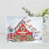 飛んでいるなブタはクリスマスの招待状のために飾ります 招待状 (スタンド正面)