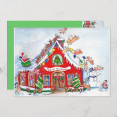 飛んでいるなブタはクリスマスの招待状のために飾ります 招待状 (正面/裏面)