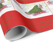 飛んでいるなブタは完全なクリスマスツリーを家に持って来ます ラッピングペーパー (ロールコーナー)