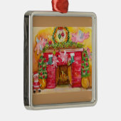 飛んでいるなブタは炉及び家のオーナメントを飾ります メタルオーナメント (右)