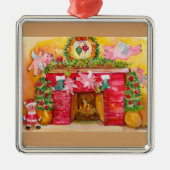 飛んでいるなブタは炉及び家のオーナメントを飾ります メタルオーナメント (正面)