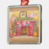 飛んでいるなブタは炉及び家のオーナメントを飾ります メタルオーナメント (左)