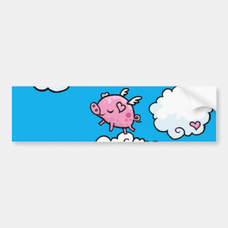 飛んでいるなブタは雲で踊ります バンパーステッカー