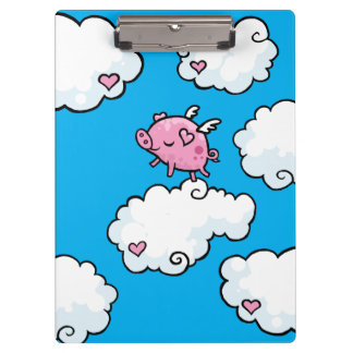 飛んでいるなブタは雲のクリップボードで踊ります クリップボード
