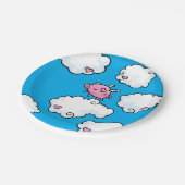 飛んでいるなブタは雲のプレートで踊ります ペーパープレート (アングル)
