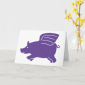 飛んでいるなブタ-紫色 カード (黄色い花)