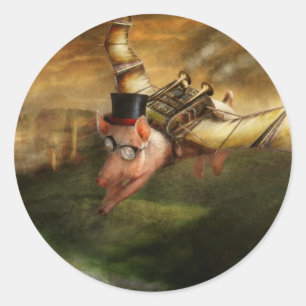 飛んでいるなブタ- Steampunk -飛んでいるなブタ ラウンドシール